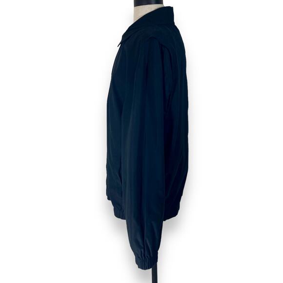 Black plaid lined utility jacket, mens large windbreaker coat by Covington - Picture 2 of 10